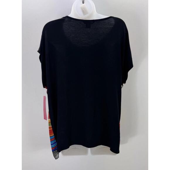 Sunny Leigh Chiffon Striped Multi-colored Rayon Jersey Knit Blouse NWT X-Large - Picture 3 of 9